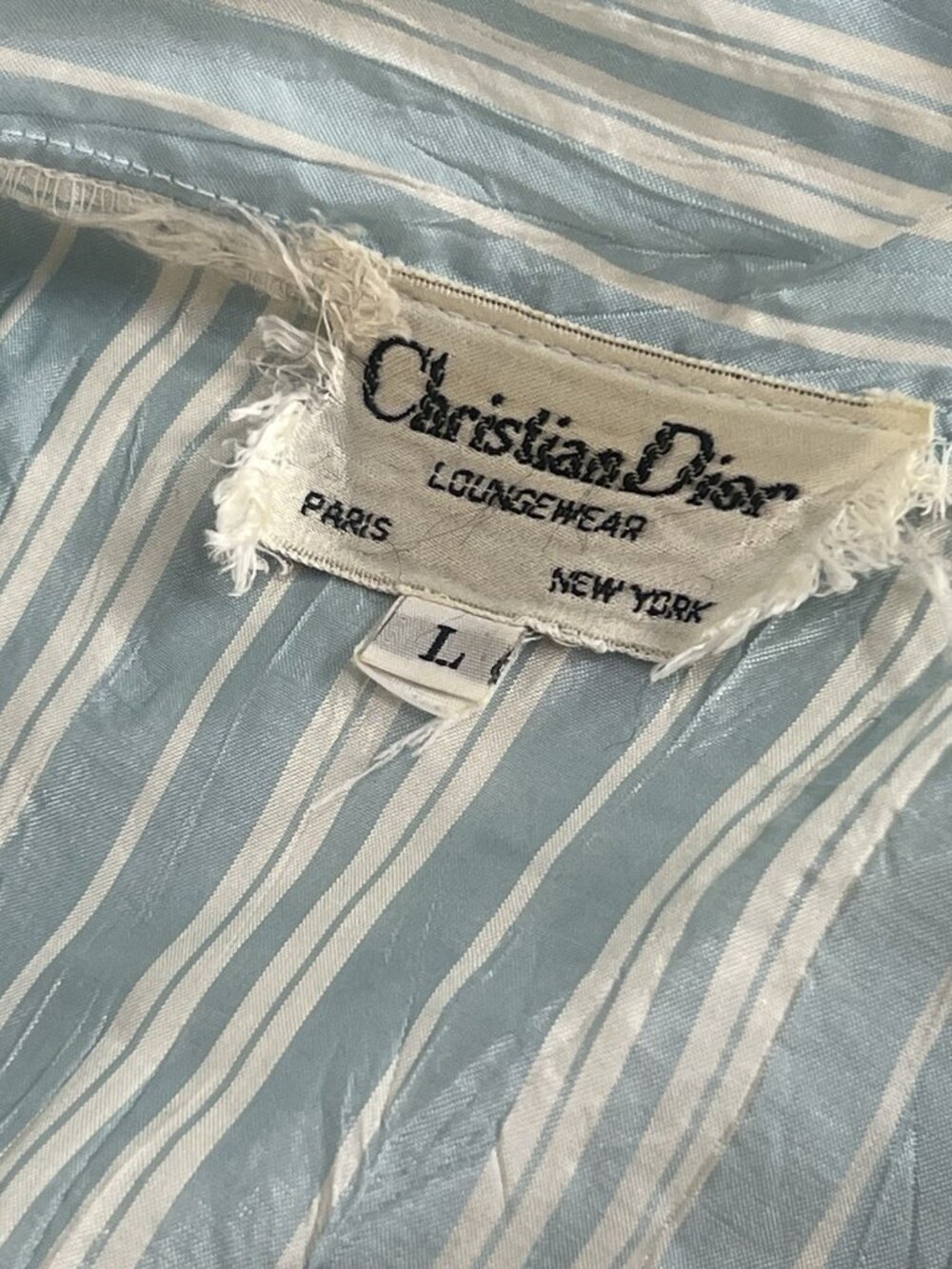 vtg Christian Dior Housedress Kaftan Nightgown Crinkle Satin Old Hollywood L - Picture 9 of 11